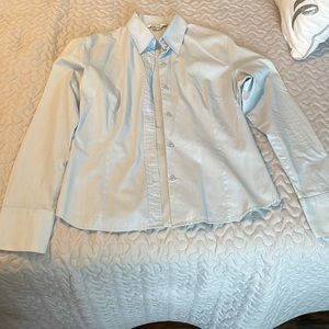 Cute Light Grey/Blue Zara Button Down Long Sleeve